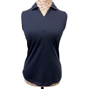 ⛳ PGA Tour Airflux Navy Sleeveless Polo XS – Athletic Golf Activewear Top
